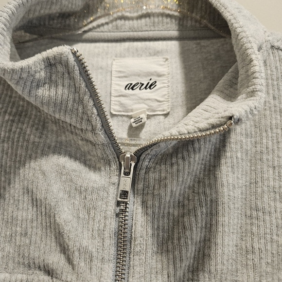 Woman's aerie Grey Corduroy collared cropped Jacket with pockets - Picture 7 of 7